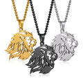 Hip Hop Personalized Punk Jewelry Stainless Steel Animal King Lion Head Pendant Necklace for Men