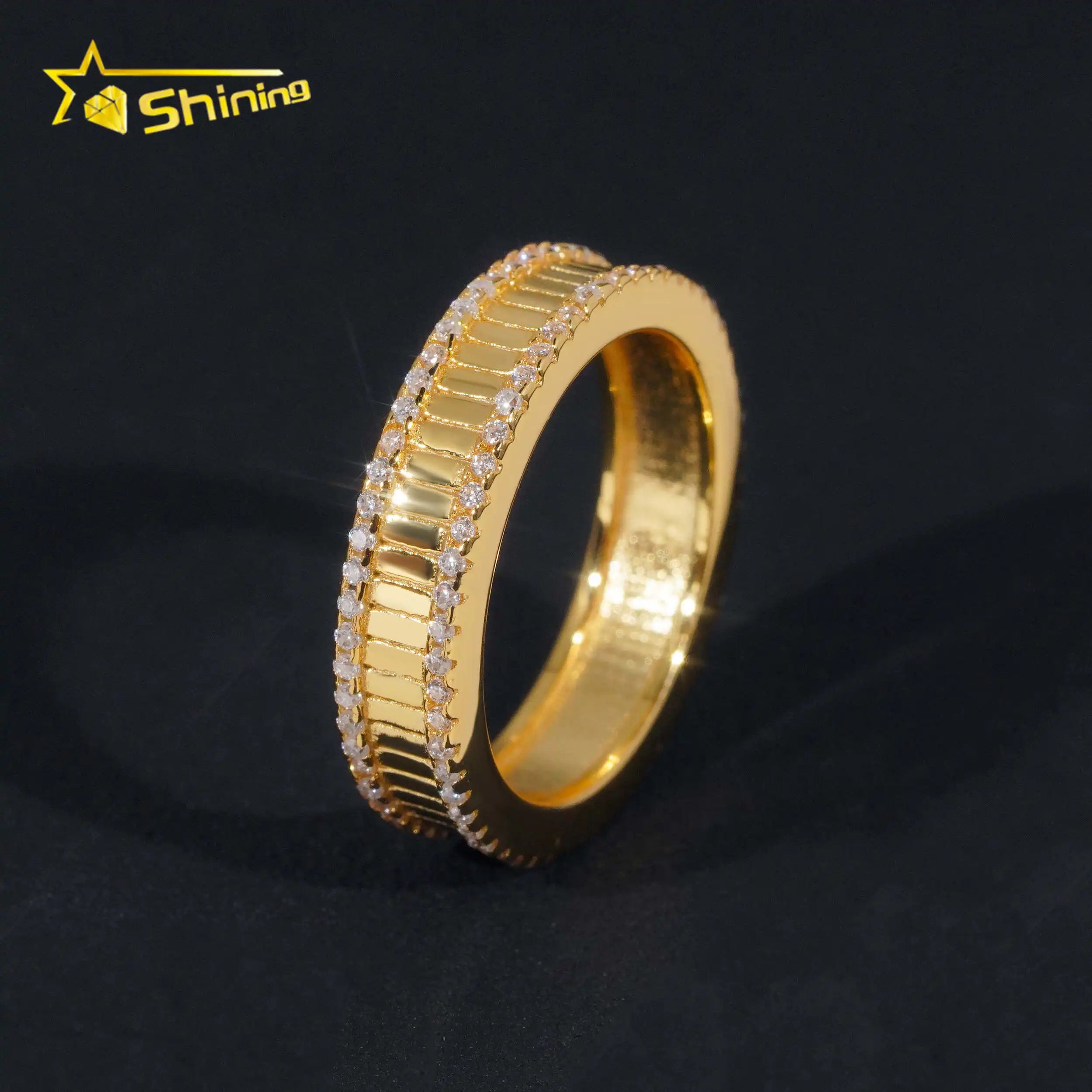 Fine Jewelry Pass Diamond Tester Iced Out Moissanite Ring 925 Sterling Silver Hip Hop Men Women Gemstone Rings