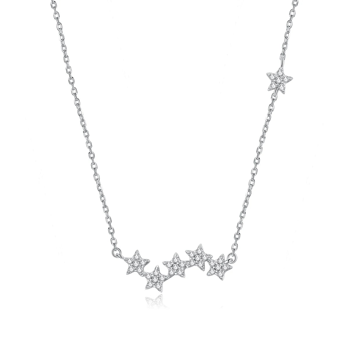 925 Sterling Silver Clear CZ Twinkling Stars Pendant Necklace for Women Wedding Family Gifts Fine Jewelry SCN419