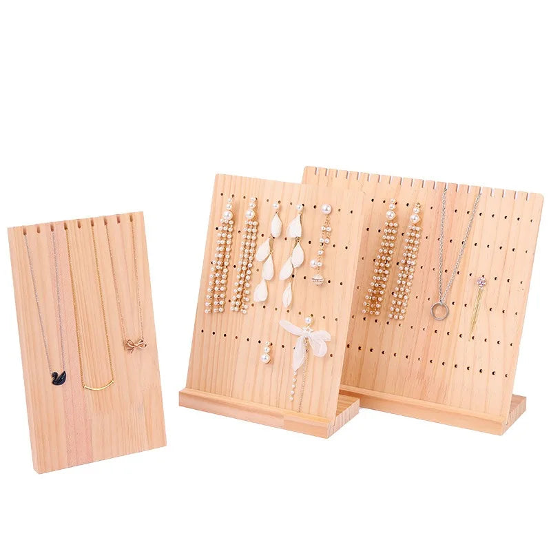 New Natural Wood Series Earrings Necklace Display Holder Prop