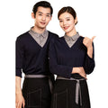 New Style Custom LOGO Faux Two-Piece Work Shirt Restaurant Bar Staff Uniform Top Waiter Waitress Casual Style TShirt Manufacture