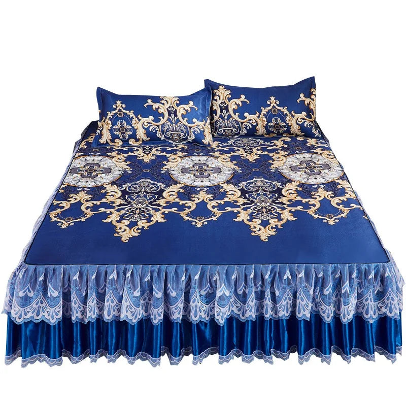 K1288 Floral Fitted Sheet Cover Wedding Housewarming Graceful Bedspread Lace Fitted Sheet Bed Cover Skirt