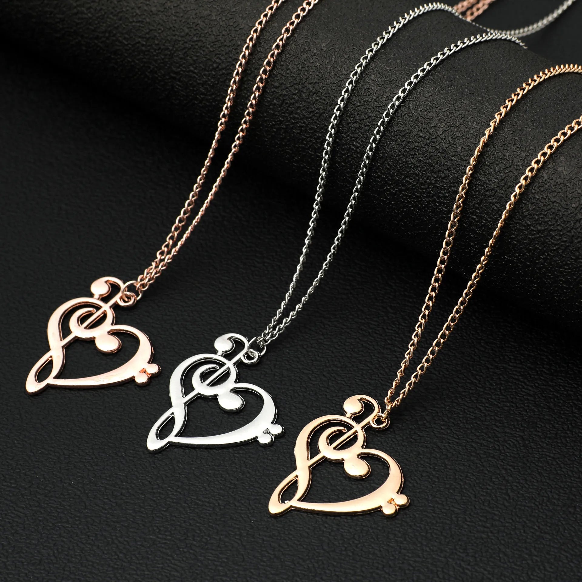 2025 New Design Trendy Women's Necklaces Music Pendant Gold Plated Link Chain Zircon Main Stone Gold Silver Rose Gold Colors