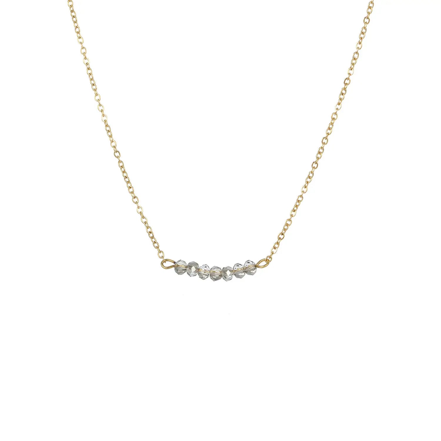 Fashion Bohemian Geometric Link Chain Necklace 316L Stainless Steel Crystal Jewelry for Women 18K Gold Plated Anniversary