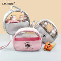 2024 New Design Makeup Pouch Bag Pink Waterproof Travel Toiletry Bag Clear PU Leather Cosmetic Makeup Bag