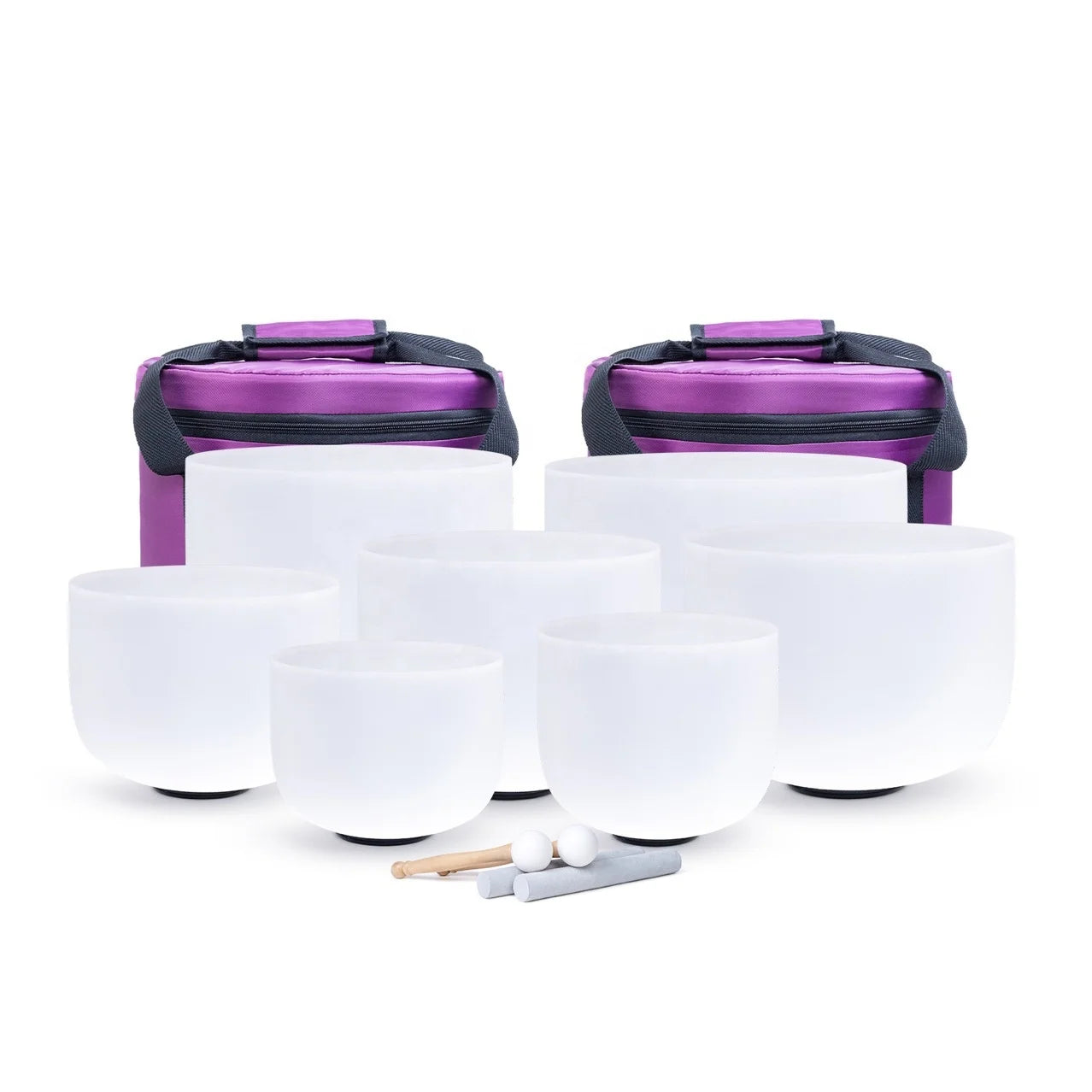 7pcs Frosted Quartz Crystal Singing Bowls C D E F G a B Notes with Case One Set 432HZ Musical Instruments & Accessories