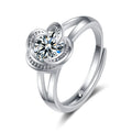 Luxury Silver Plated Wedding Ring for Women Moissanite Ring Shiny Flower 1 Carat Diamond Classic Engagement Finger Ring