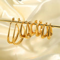 18K Gold Plated Geometric Statement Stud Earrings Waterproof Stainless Steel Women Hoop Huggies Ear Jewelry