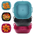 OEM&ODM LFGB Grade BPA Free Non-stick Dishwasher and Oven Safe Premium Silicone Reusable Square air Fryer Silicone Basket Set