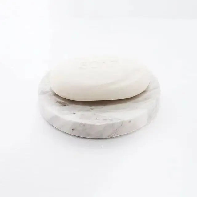 Hot Sale Bathroom Natural White Marble Stone Shower Bar Soap Tray Hotel Single Soap Dish