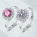 Platinum Plated Imitation Moissanite Diamond Sunflowers Ring 1 Carat Twist Ring for Women Zircon Shiny Wedding Ring for Women