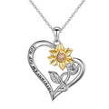 GP98 925 Sterling Silver Crystal Sunflower Heart Shape Necklace Pendant You Are My Sunshine Pendant Necklaces Gift for Women