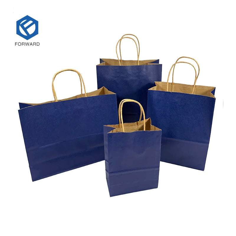 2024 Custom Logo Printed Recycled Brown Kraft Paper Reusable Shopping Bag Flexiloop Handles for Craft Candle Photo Frame Use