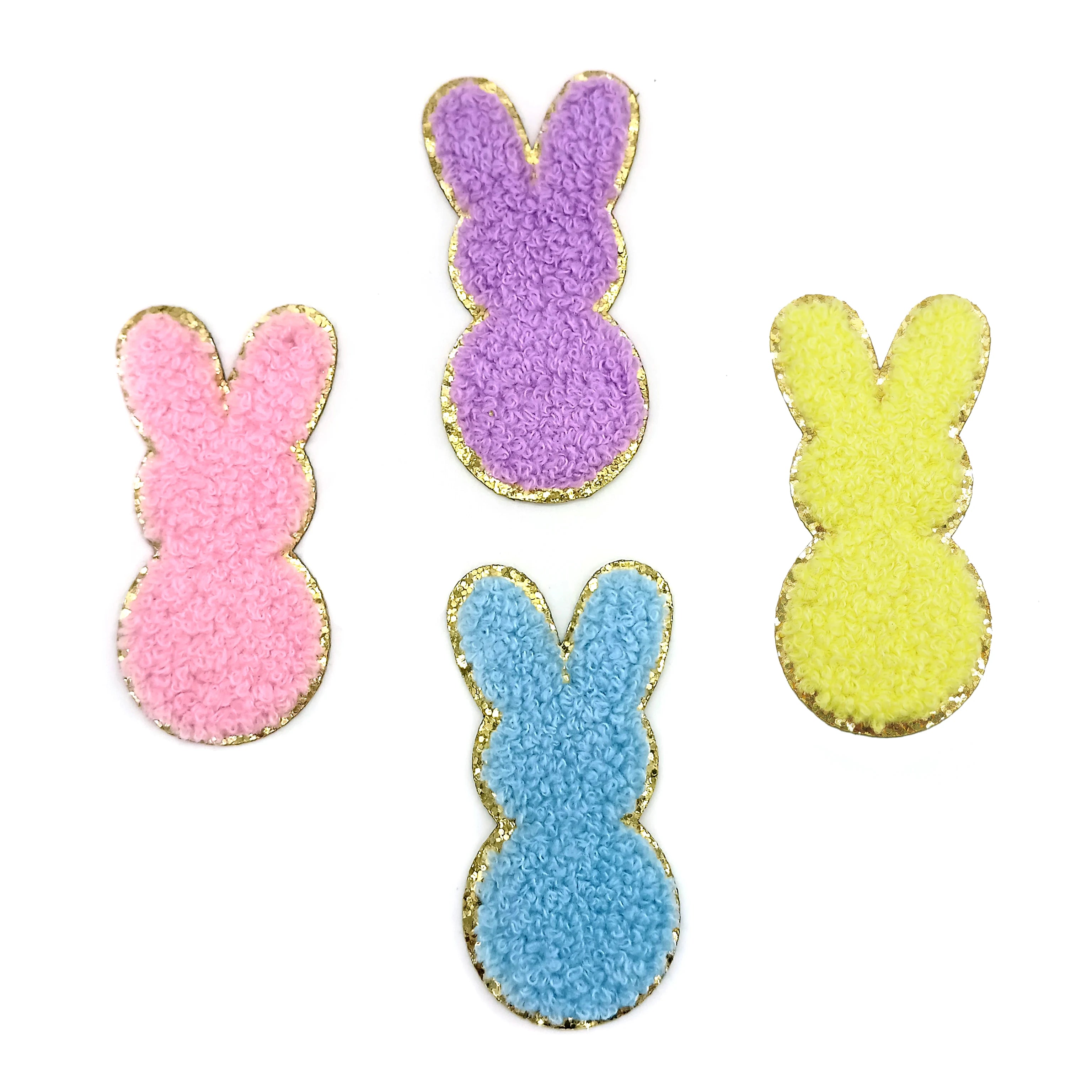 Assorted Bunny Chenille Embroidery Glitter Self-adhesive Patch Bunny Patch