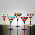 Unique Hand Drawn Colored Painting Martini Glass Cup for Home Decoration Centerpiece