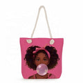 2025 Classic Outdoor Utility Retro Shoulder Cartoon Print Tote Large Capacity Beach Bag for Women