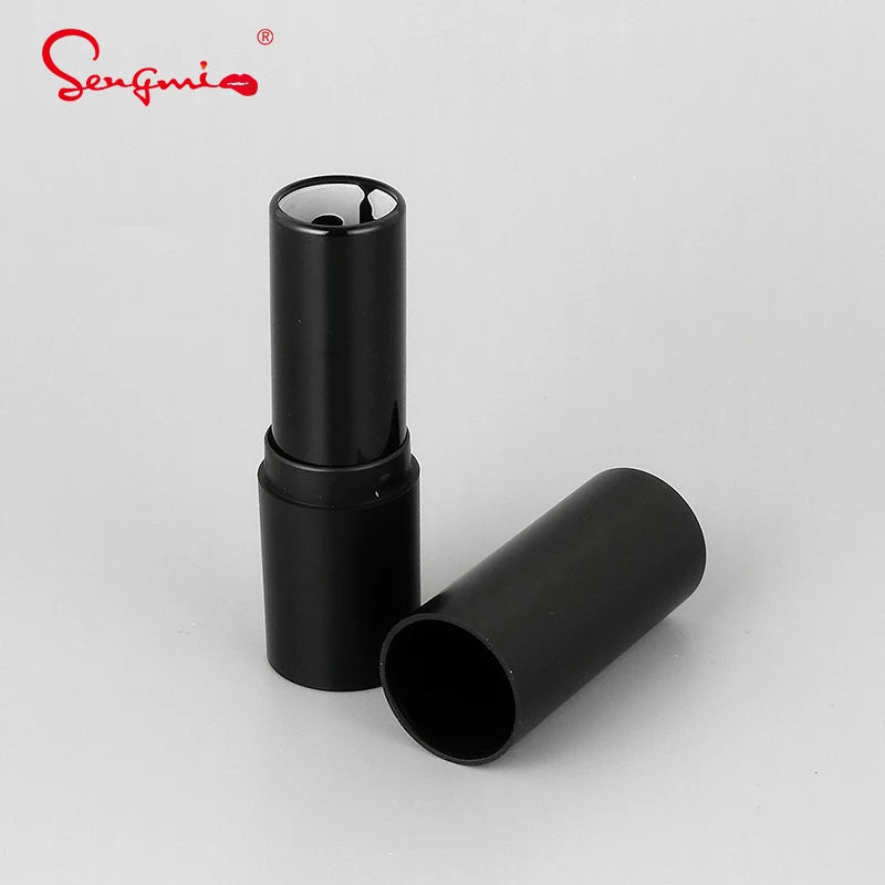 Custom Logo Matte Round Black Lipstick Tubes Luxury Plastic Tubes Packaging Mini Empty Lip Balm Container