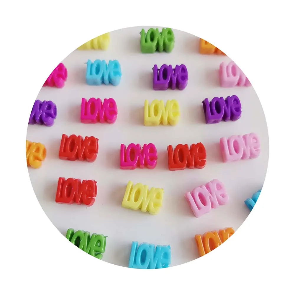 Valentine's Day Opaque Word Love Acrylic Beads Large Hole Multicolor Word Message Letter Love  Beads Spacers for DIY Necklace