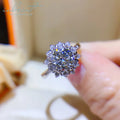 Silver 925 Original Brilliant Cut 1 Carat Diamond Test Past D Color Moissanite Romantic Flower Ring for Women Gemstone Jewelry