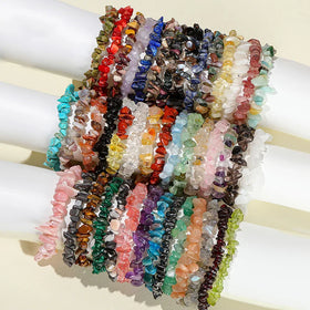 Natural Crystal Crushed Stone Bracelet Amethyst Aquamarine Irregular Stretch Chip Beads Stretch Bracelets Jewelry for Women Men