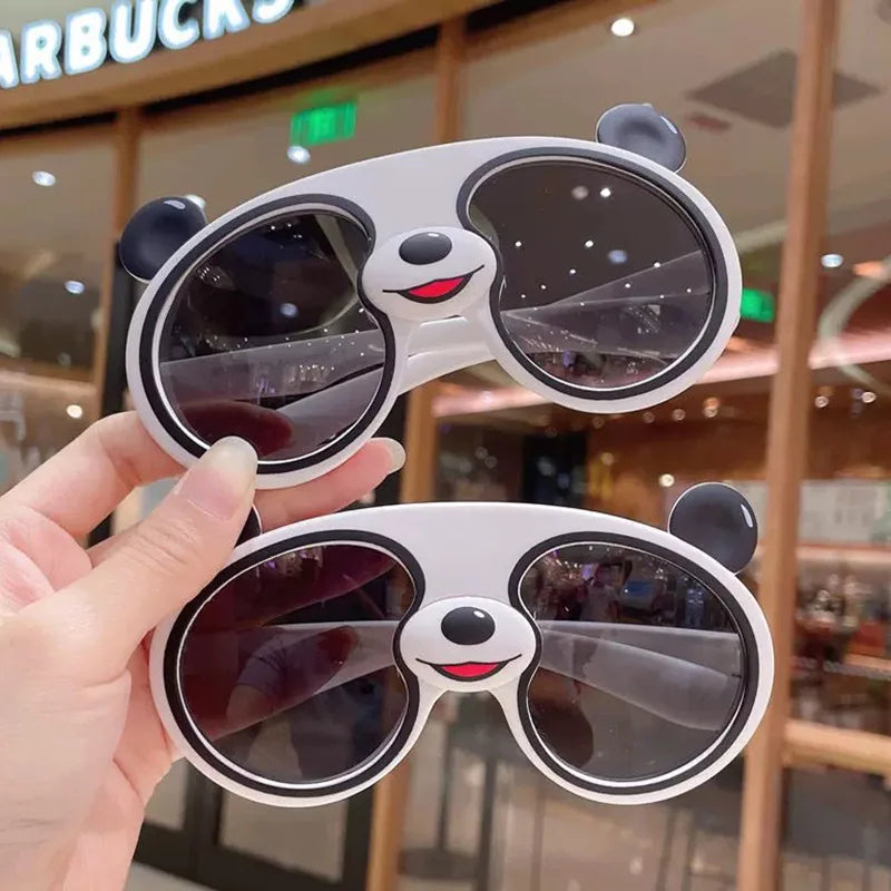 2023 Cute Trendy Bear Sunglasses for Boys Girls Fashion Cartoon Polarized Light White Pink Frame with Panda Tiger Animals Design