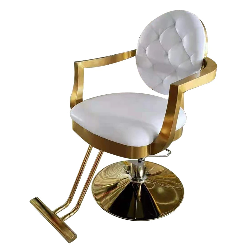 Wholesale Luxury White Gold Frame Modern Barber Chair Salon Styling Chair Hairdressing Chair