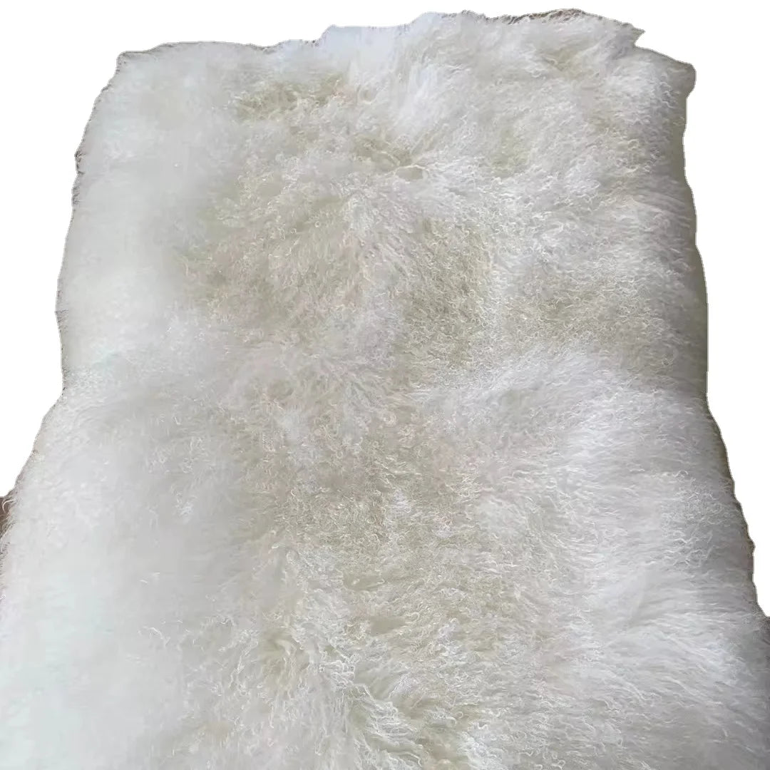Real Dyed Color Mongolian Lamb Fur Plate Long Curly Hairs Tibet Lamb Fur Plate