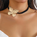 Handmade Long Wax Thread Rope Chain Large butterfly Necklace for Women Adjustable Bowknot Choker Necklace Jewelry Accessories