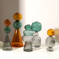 Dwax Simple Colored Glass Creative Double-layer Transparent Hydroponic Tabletop Vase with Coastal Design for Home Decor