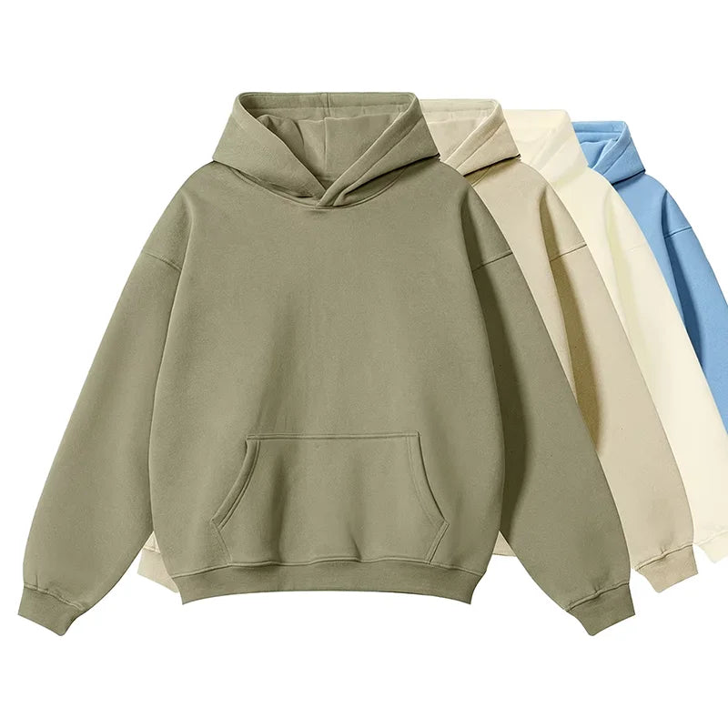 Factory High Quality Oversized Heavyweight Printed Embroidery Hoodies Custom Logo Men's Pullover Sweatshirt with Blank Hood