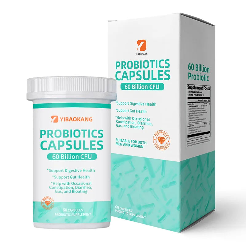 OEM Factory Probiotics Prebiotics Immunity Digestion 60 Capsules 60 Billion CFU 10 Strains for Teenagers Adults' Intestinal
