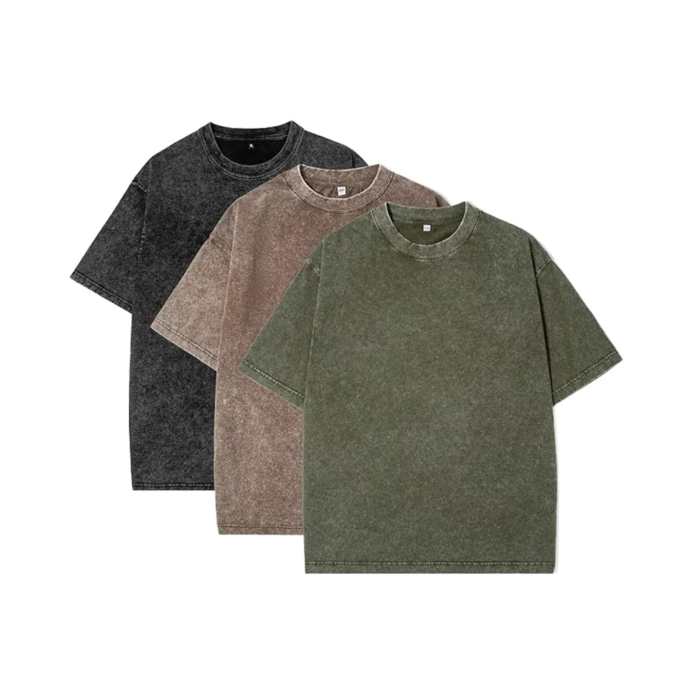 Custom Logo 100% Cotton 250 Grams Unisex Drop Shoulder Print Boxy Streetwear Washed Oversized Anti-Wrinkle Breathable T-Shirts