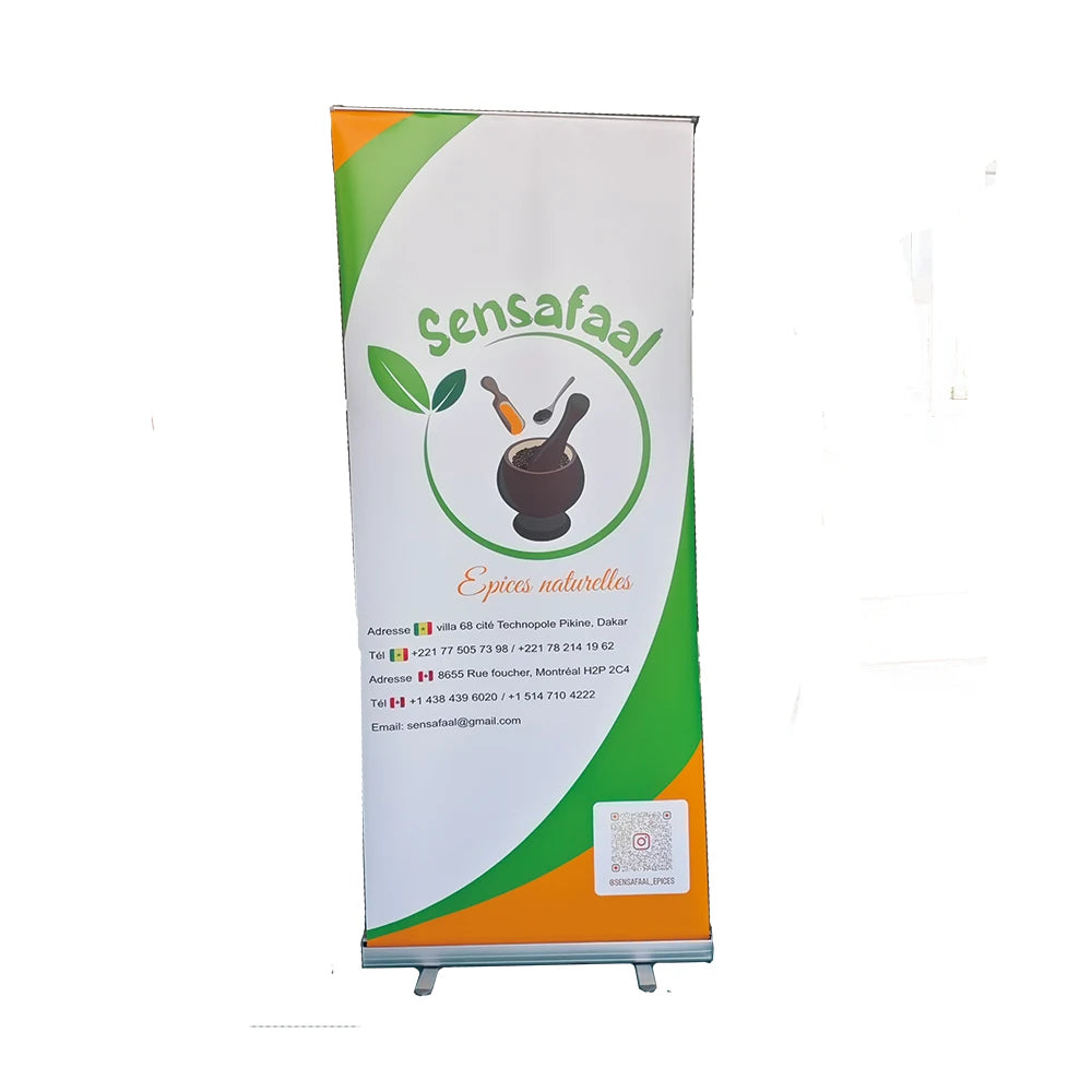 Corporate Branded Reusable Banner Aluminum Stand With Quick Release Mechanism for Airport Retail Chain Safety Guidelines