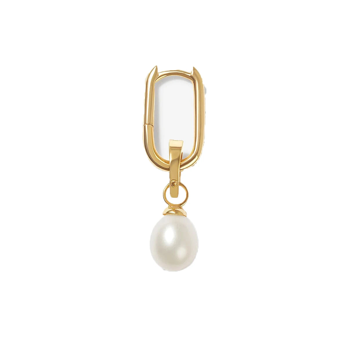 Laodun New Arrivals INS S925 Huggie Earrings Elegant Freshwater Pearl Personalized Simple Design Silver Earrings Vermeil