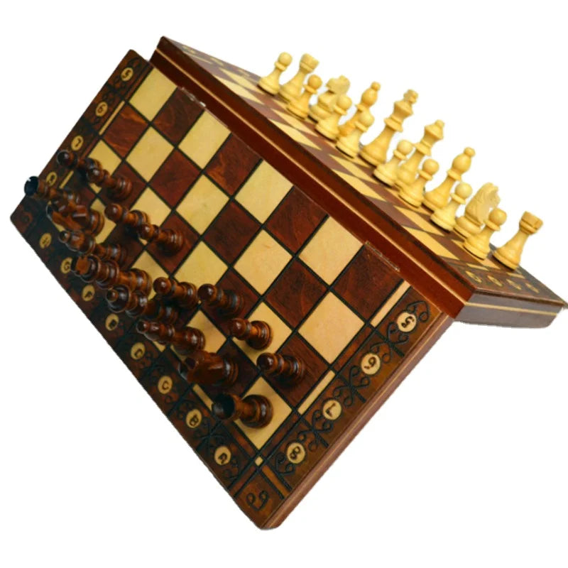 Wholesale Foldable Wooden Magnetic Educational Chess Games Set for Children Wooden Chess Board Game Set Portable for Kids