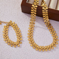 New Luxury 18k Gold Plated Tarnish Free Titanium Steel Sun Flower Bracelet and Necklace Jewelry Set for Women