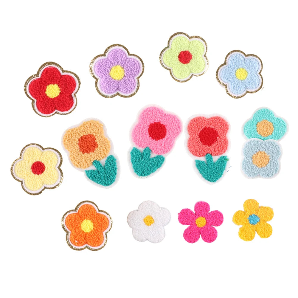 Hot Sale New Arrival Iron on Glitter Chenille Sunflower Flower Patches for Children Clothing