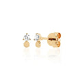 Prong Setting Tiny Disc Cubic Zirconia Stud Earring Sterling Silver 925 Gold Jewelry