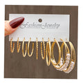 VKME 5Pcs/Set Punk Style Hoop Earrings Set Pearl Charm Earrings for Women Jewelry