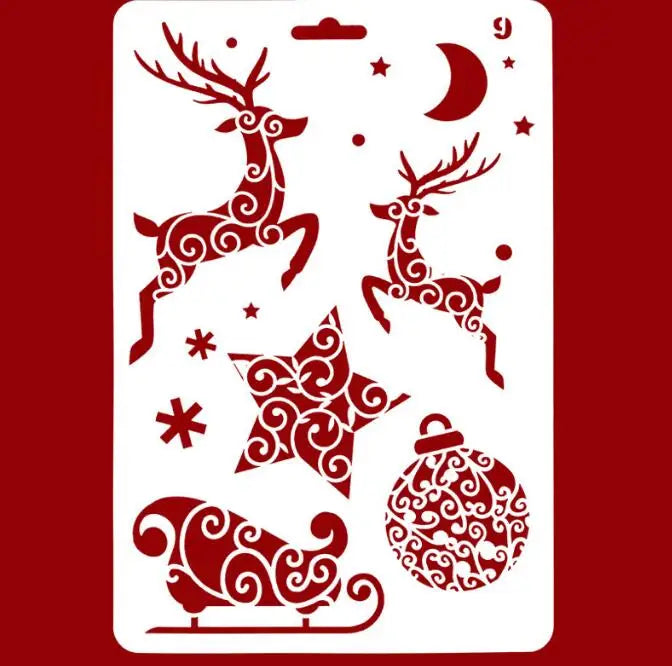 HY Christmas Stencils Template - Reusable Plastic Craft for Art Drawing Painting Spraying Window Glass Door Car Body Wood