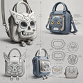 Skull Shape Custom Ita Bag Hot Selling with Clear Window Pu Shoulder Itabag for Pin Collectors