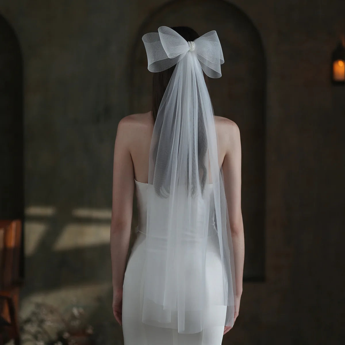 IVANHOE Bow Lace Wedding Veil Bridal Veil Clip Bridal Hair Accessory