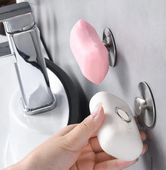 Modern Eco-Friendly No Drilling Self-Adhesive Stainless Steel Magnetic Soap Rack Wall-Mounted Bathroom Storage Trap Box Type