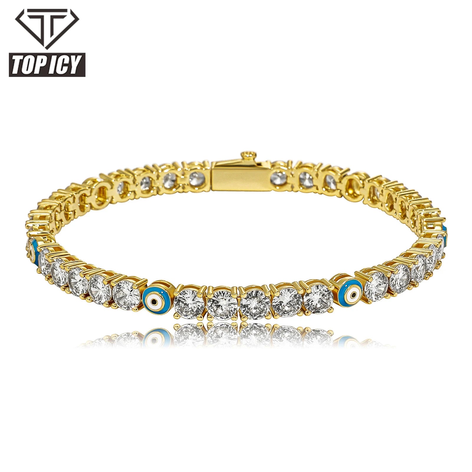 TOP ICY INS 5mm Evil Blue Eye Bracelet and 7inch 8inch Easy Clasp Women's Fashion Necklace Hot 5A CZ Evileye for Wedding Gifts