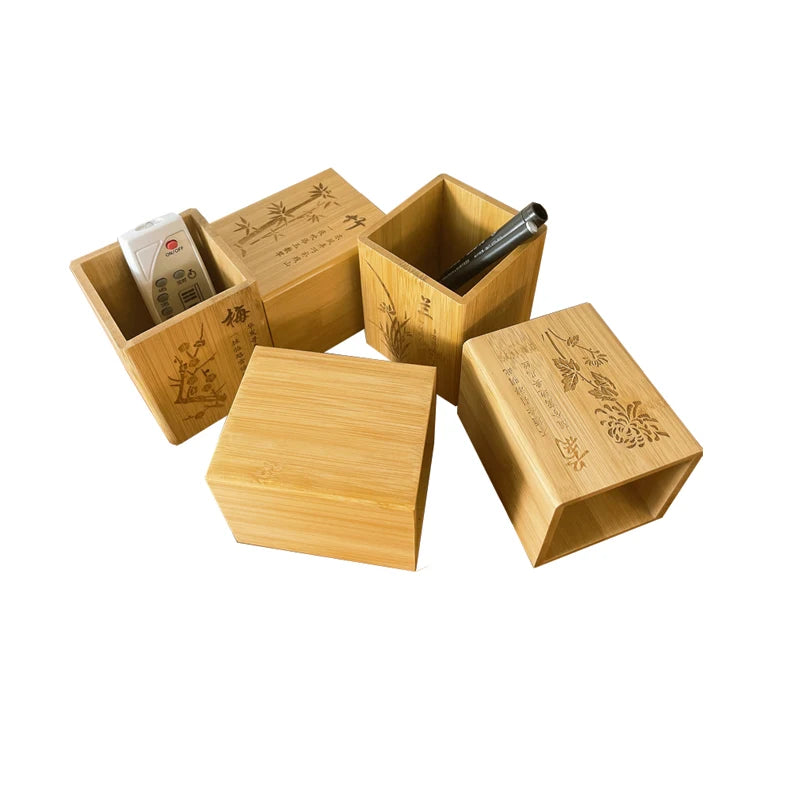 Wholesale Customizable Eco-Friendly Handmade Bamboo Wood Desk Pen Pencil Holder with Custom Logo Custom Size & OEM/ODM Services