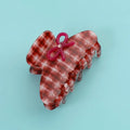 Midairy Bulk Sell Cute Sweet Plaid Rhinestone Bow Clip  Shark Clip Hair Claw Female Girl Hair Accessories 4672