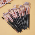 Maange 18 Pcs Private Label Professional Synthetic Hair Pink Black Eye Shadow Blender Makeup Brush Set