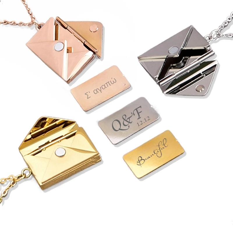 Girlfriend Creative Love Letter Gift Detachable Envelope Pendant Jewelry INS Simple Personalized Stainless Steel Necklace