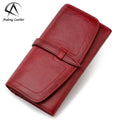 Andong Leather RFID Fashion Long Wallet for Women Genuine Cow Leather Vintage Zipper Money Clip All-match Zipper Purses MegaBDM