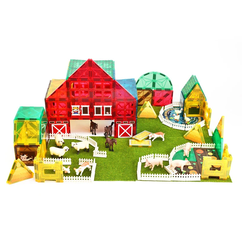 Farm Animal Factory Price Low MOQ Kid Educational Strong Magnetic Tiles Toys Magnetic Building Block Set Stem Building Tiles